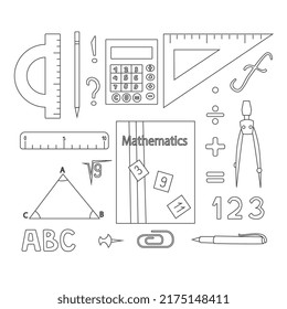Mathematics set, School Supplies Isolated