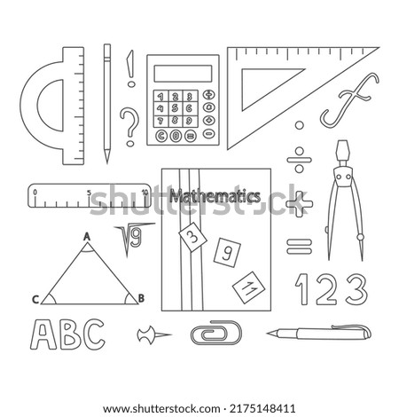 Mathematics set, School Supplies Isolated