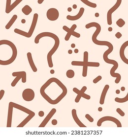 Mathematics shapes geometric seamless pattern trendy colorful design beautiful vector illustration background