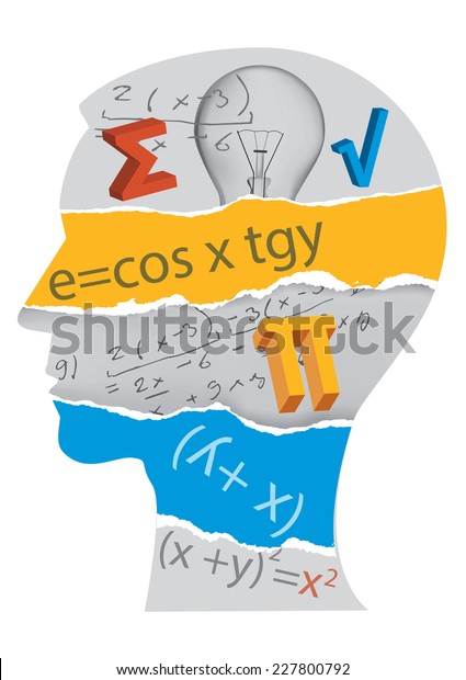 数学の学生シルエット 数学記号と人間の頭シルエット ベクターイラスト のベクター画像素材 ロイヤリティフリー