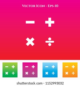 Mathematics Symbol Icon in Colored Square box. eps-10