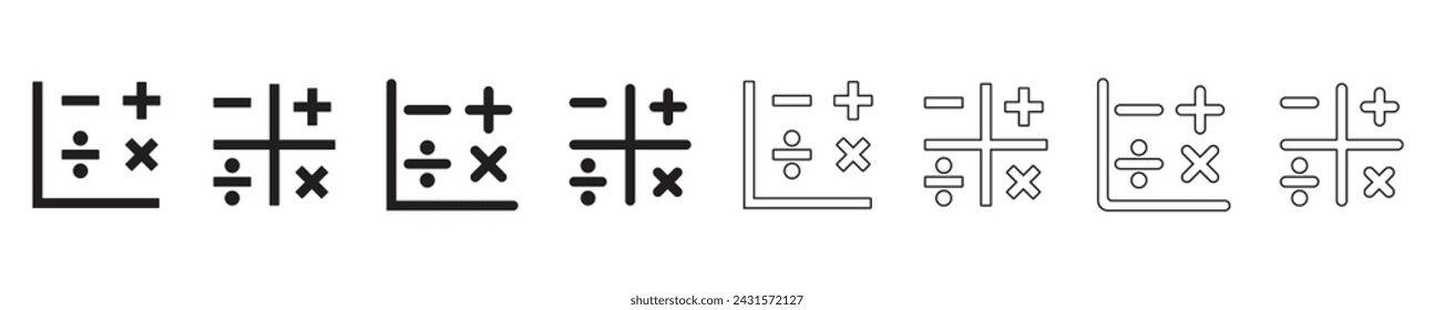 mathematics symbol icon plus minus divide and cross outline icon