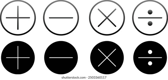 mathematics symbol, math sign button, math icon set, add, minus, divide, multiple