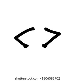 Mathematics symbols vector, is greater than, is less than, hand drawn illustration