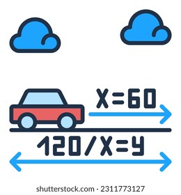 Mathematics Task with Car vector concept colored icon or symbol