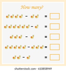 Mathematics task. How many objects. Learning mathematics, numbers. Tasks for addition (counting) for preschool kids, children