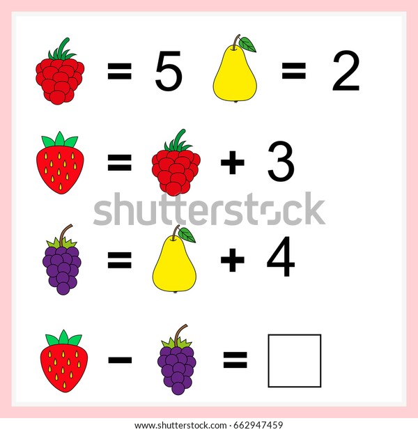 Mathematics Task Learning Mathematics Tasks Addition Stock Vector ...