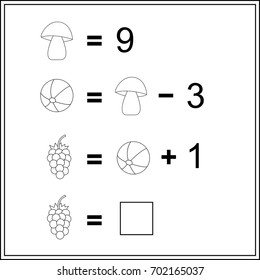  Mathematics task.  Worksheet.  Learning mathematics, tasks for addition  for preschool  children. 