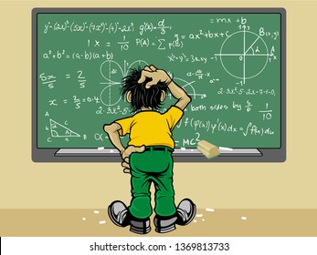 
Mathematics teacher scratching head cartoon. Coping with the complexity of mathematics teaching and learning in the practice of teaching is an everyday task for a mathematics teacher.