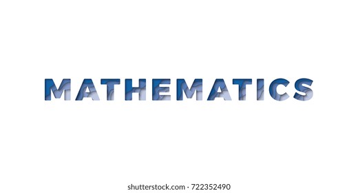 mathematics text filled with paper cut layers 3d effect on a white background