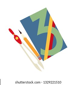 Mathematics vector book cover. For book, textbook, notebook, flyers, poster, booklet. Vector stylization in vintage style.