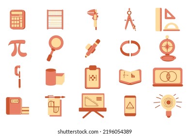 mathematics vector icon set flat style