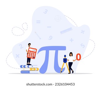 Mathematics Vector Illustration Concept Showing a teacher giving math lesson to a student, Suitable for landing page, ui, web, App intro card, editorial, flyer, and banner.