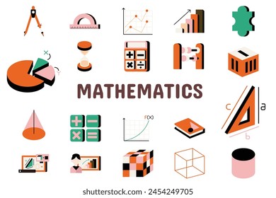Mathematics  Vector Illustration Icon Sticker Set Design Materials