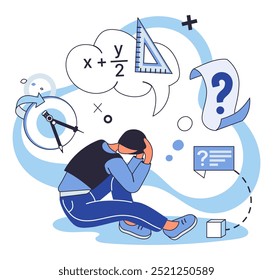 Mathematics vector illustration. The intelligence required for calculating math equations is testament to power numerical thought The concept mathematics is vast ocean knowledge, waiting for eager