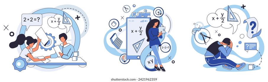 Mathematics vector illustration. Learning mathematics is continuous exploration, where language numbers becomes fluent dialect The world math is playground for intellect, where calculation and logic