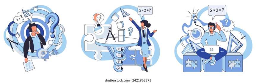 Mathematics vector illustration. The mathematical mind is powerhouse intelligence, seamlessly navigating through complex algorithms Learning art calculation in math is journey toward mastering