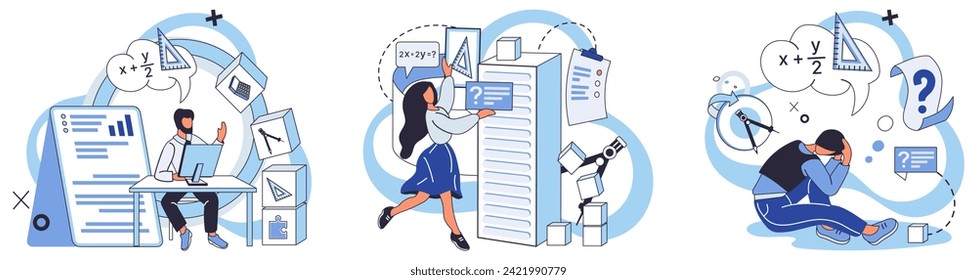 Mathematics vector illustration. Mathematical research explores uncharted territories numeric realms, unraveling hidden patterns In world math, every equation is puzzle waiting to be solved
