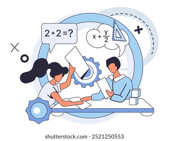 Mathematics vector illustration. In realm math, intelligence is honed through meticulous study numerical concepts Mathematical logic is compass guiding minds through intricate landscapes calculation