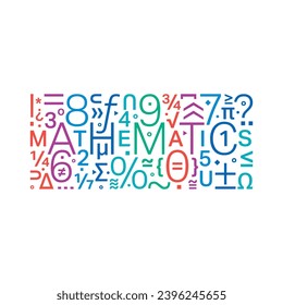 mathematics vs mathematical symbols. colorful mathematics background. mathematics concept. education, science, business world mathematics concept