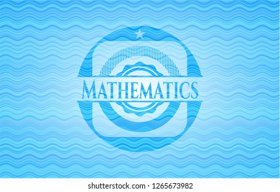 Mathematics water concept emblem background.