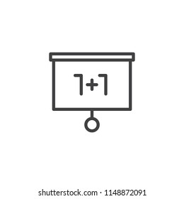 Mathematics Whiteboard outline icon. linear style sign for mobile concept and web design. arithmetic simple line vector icon. Symbol, logo illustration. Pixel perfect vector graphics