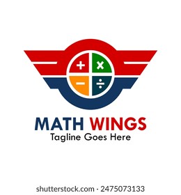 Mathematics wings design logo template illustration