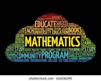 Mathematics word cloud collage, education concept background