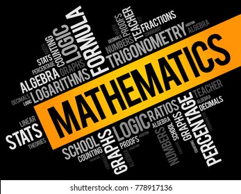 Mathematics word cloud collage, education concept background