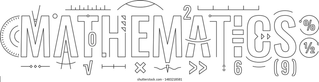 mathematics word concept. technical drawing mathematics word. vector mathematics word