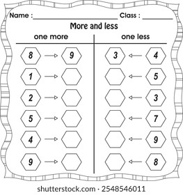 mathematics worksheet for kids : more and less