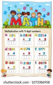 Mathematics Worksheet Multiplication Number Chapter illustration