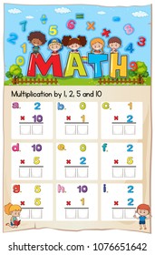 Mathematics Worksheet  Multiplication Number Chapter illustration