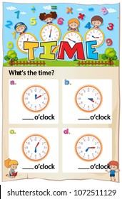 Mathematics Worksheet Time Chapter with Picture illustration