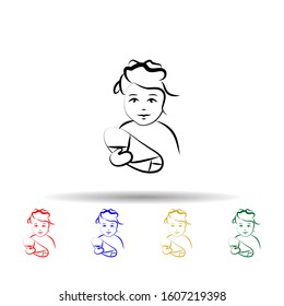 Mather and new baby multi color style icon. Simple thin line, outline vector of maternity icons for ui and ux, website or mobile application