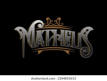MATHEUS word lettering custom design
