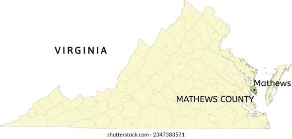 Mathews County and census-designated place of Mathews location on Virginia state map