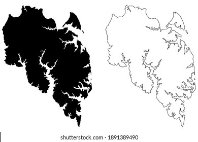 Mathews County, Commonwealth of Virginia (U.S. county, United States of America, USA, U.S., US) map vector illustration, scribble sketch Mathews map