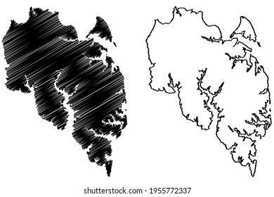 Mathews County, Commonwealth of Virginia (U.S. county, United States of America) map vector illustration, scribble sketch Mathews map