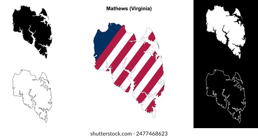 Mathews County (Virginia) outline map set