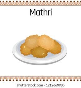 Mathri, traditional Indian food, vector illustration