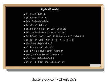 Math's algebra formals. Geometric on black school board vector background. mathematical formula equation. math's important  formals