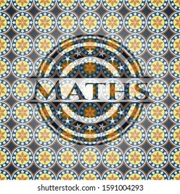 Maths arabic style emblem. Arabesque decoration.