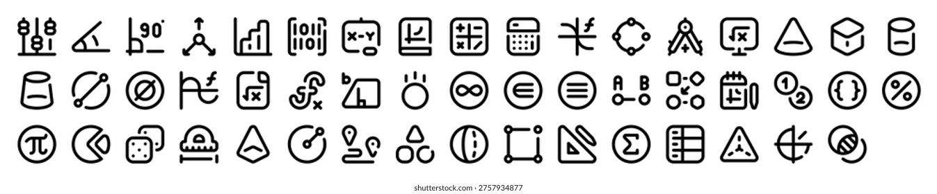 Maths Arithmetic Algebra Geometry Icon Collection