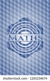 Maths blue badge with geometric pattern.