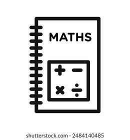 Icono del libro de matemáticas signo de Vector blanco y negro