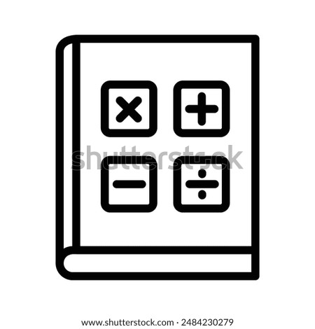 Maths book icon design in filled and outlined style