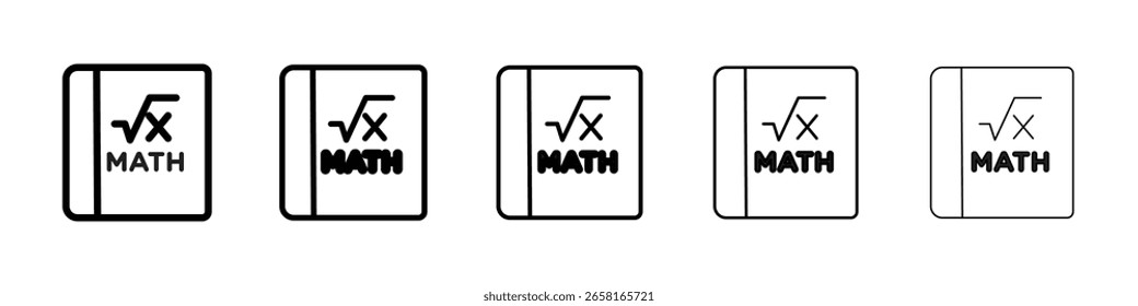 Ícone de livro matemático vetor isolado no fundo branco definido
