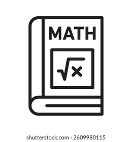 Maths book icon Line Art Logo set