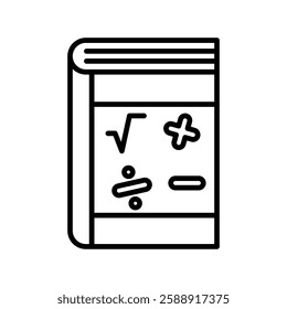 Maths book icon Outline vector symbol sign